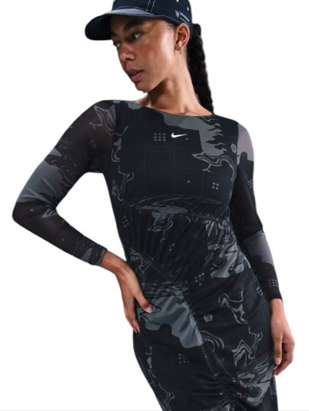 Nike Serena Williams Design Mesh Midi Athletic Active Dress Black Gray Small NWT